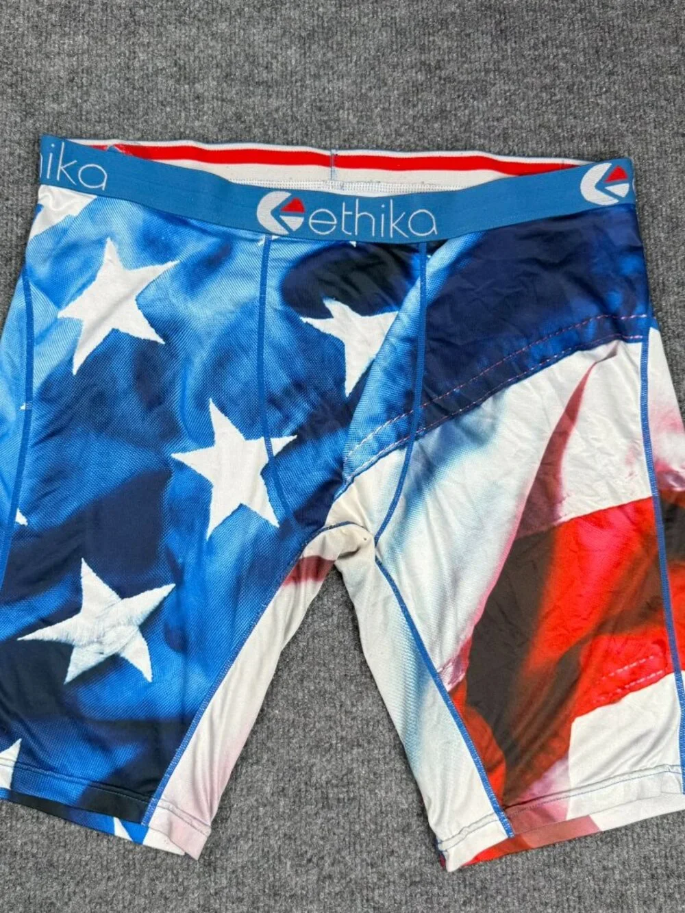 Ethika USA Flag swimming bottom no size tag check measurement fit XL/2XL